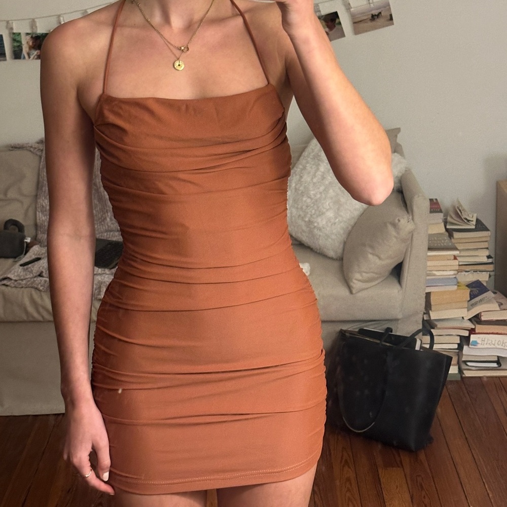 Sexy brown mini dress